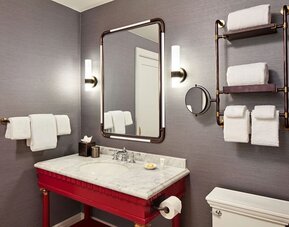 Guest barhroom with shower at The Citizen Hotel, Autograph Collection.