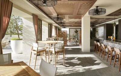 Comfortable lounge and coworking space at THesis Hotel Miami.