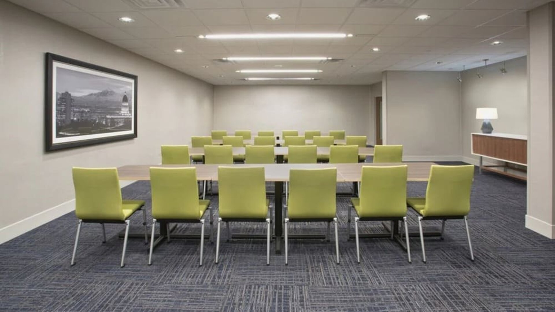 Professional meeting room at Holiday Inn Express & Suites Yorkville.