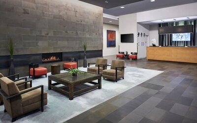 Lounge and coworking space at Novotel Toronto Vaughan Centre.