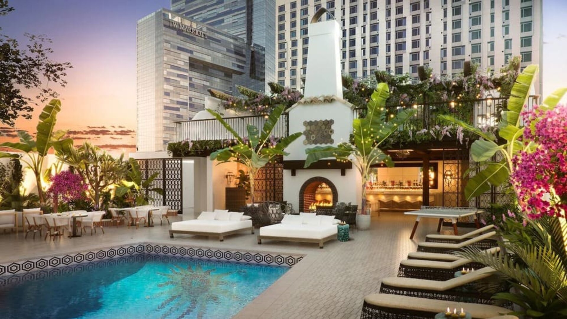 Stunning outdoor pool at Hotel Figueroa.