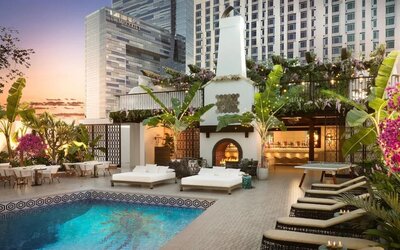 Stunning outdoor pool at Hotel Figueroa.