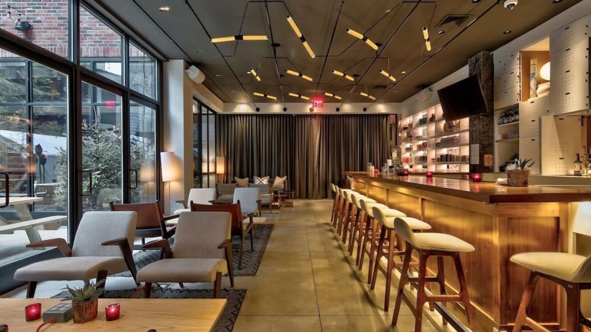 Bar and coworking space at Arlo SoHo.