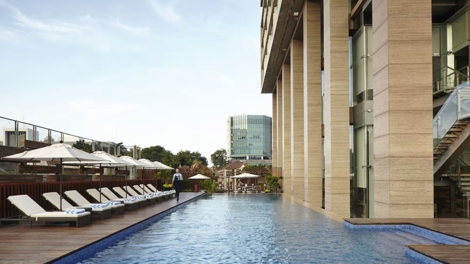 Stunning outdoor pool at Fraser Residence Menteng Jakarta.