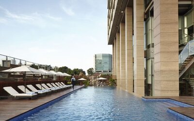 Stunning outdoor pool at Fraser Residence Menteng Jakarta.