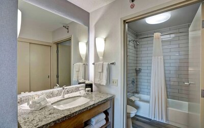 Private bathroom at Homewood Suites By Hilton Chicago-Downtown.