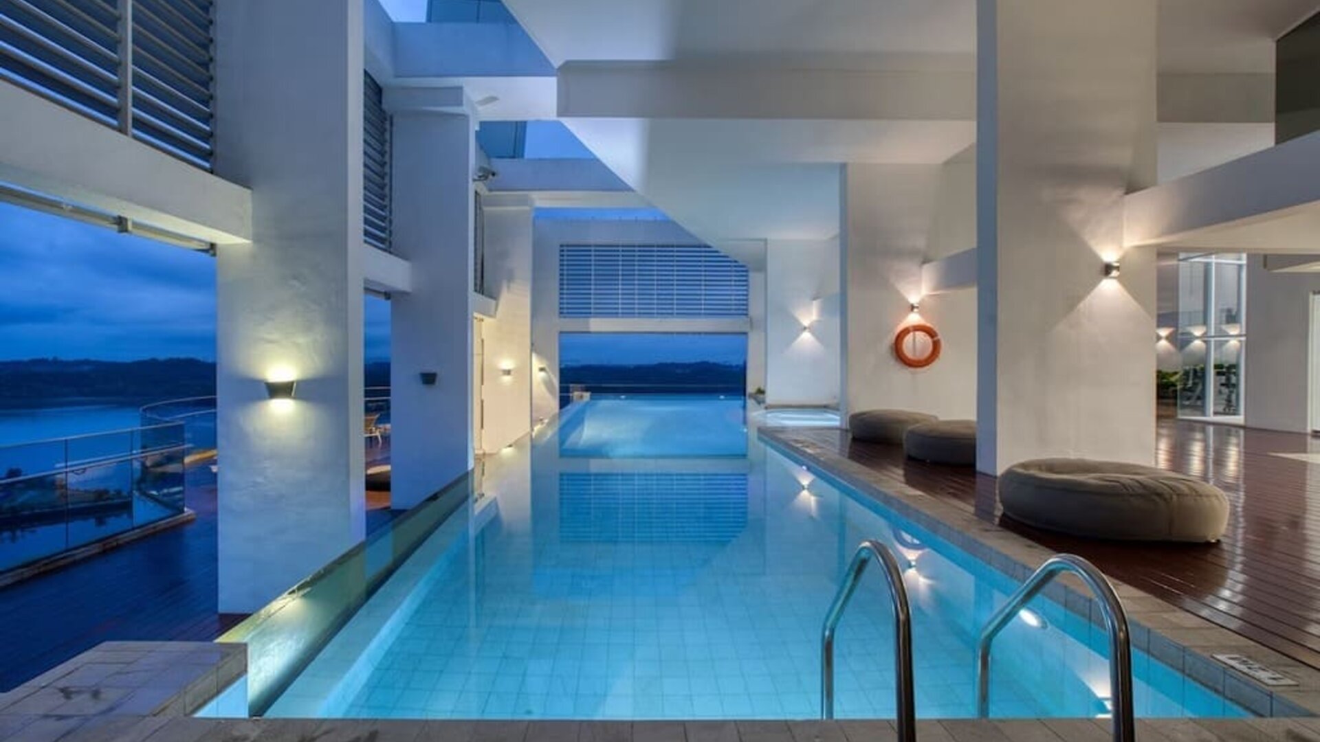 Stunning indoor pool at Fraser Place Puteri Harbour.