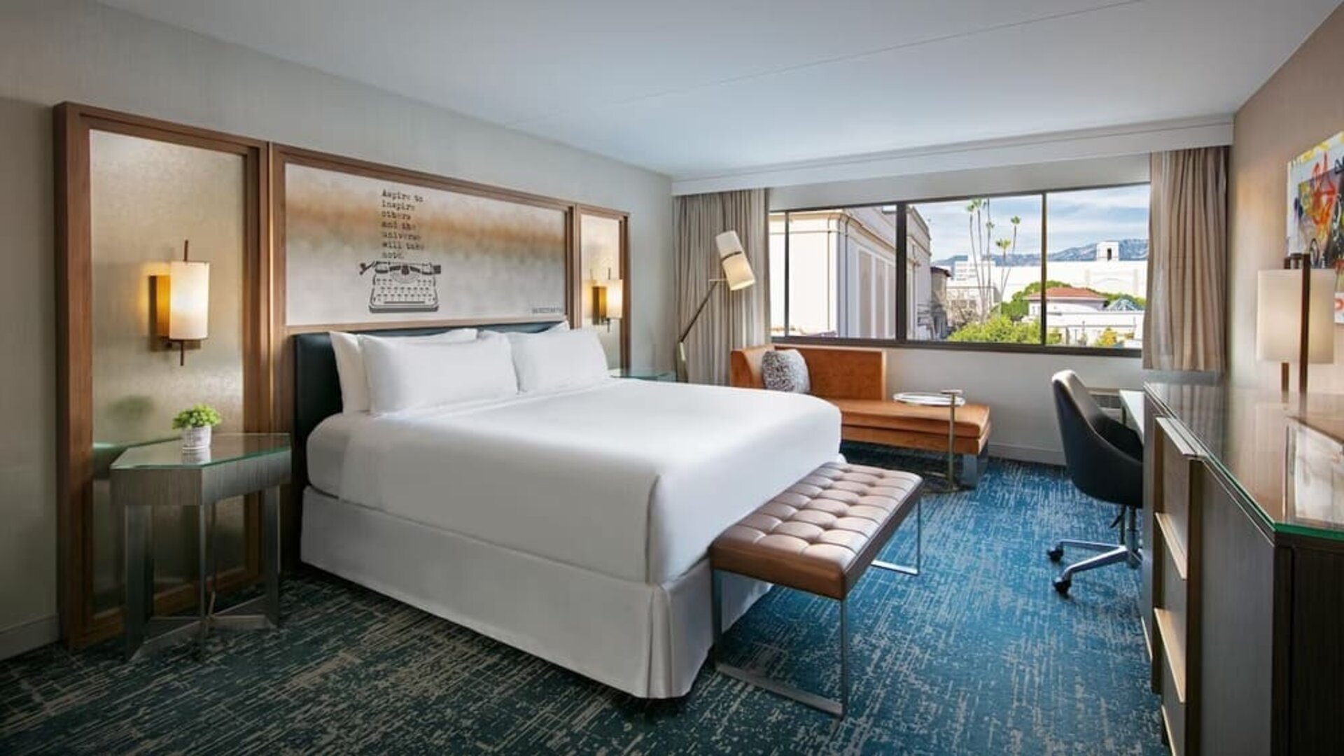 King room with natural light at Hotel Dena, Pasadena Los Angeles.