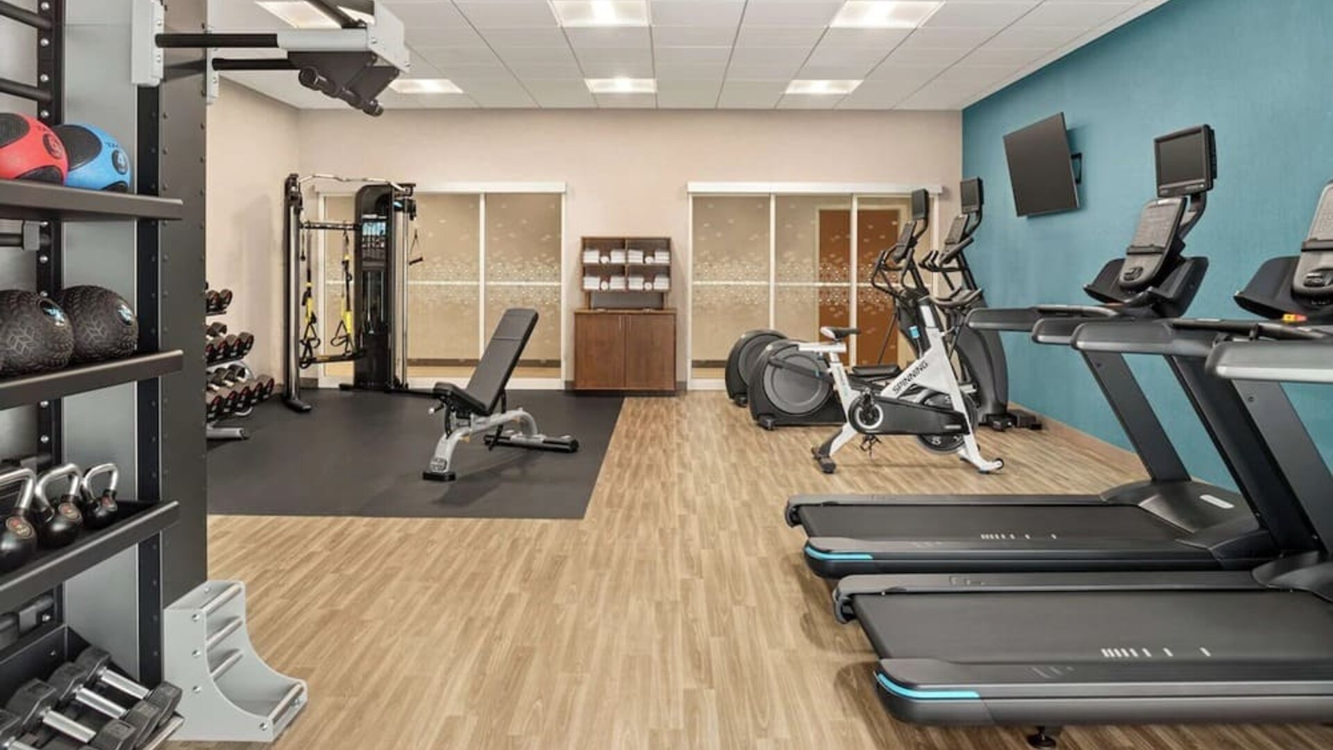 Fitness center available at Hampton Inn & Suites Miami Kendall. 