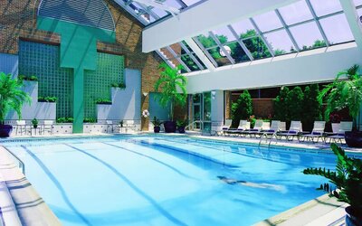 Stunning indoor pool at Royal Sonesta Boston.
