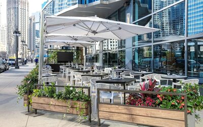 Outside restaurant at Royal Sonesta Chicago Downtown. 