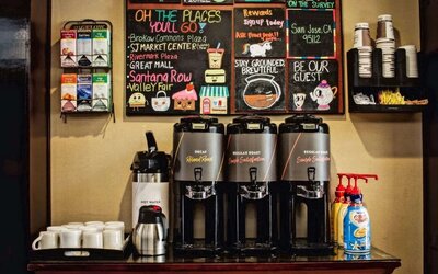 Breakfast area at Sonesta ES Suites San Jose Airport.