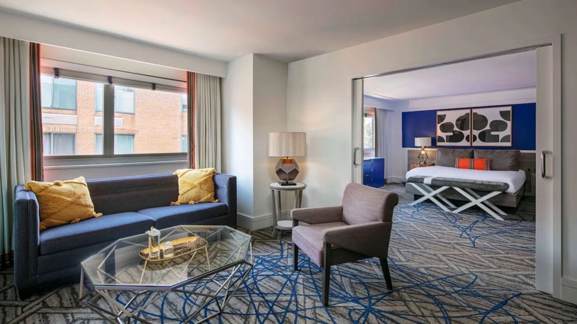 Spacious king room with lounge at Royal Sonesta Washington DC Dupont Circle.