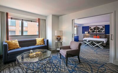 Spacious king room with lounge at Royal Sonesta Washington DC Dupont Circle.