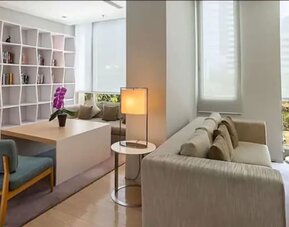 Lounge and coworking space at Fraser Residence Sudirman Jakarta.