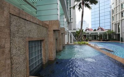 Pool area at Fraser Residence Sudirman Jakarta.