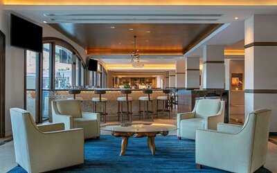 Lobby and coworking space at Royal Sonesta San Juan.