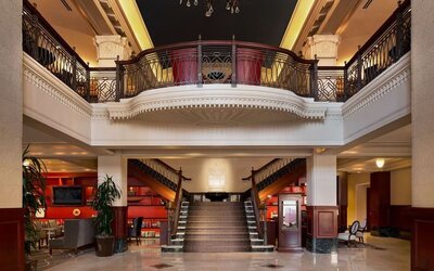 Lobby entrance at The Stephen F Austin Royal Sonesta Hotel.