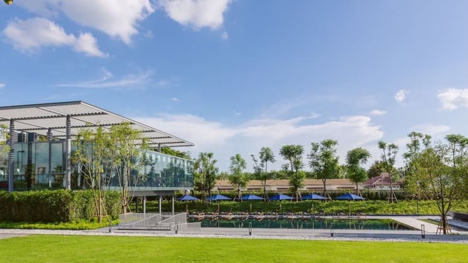Outdoor fitness area and garden at Modena By Fraser Buriram.