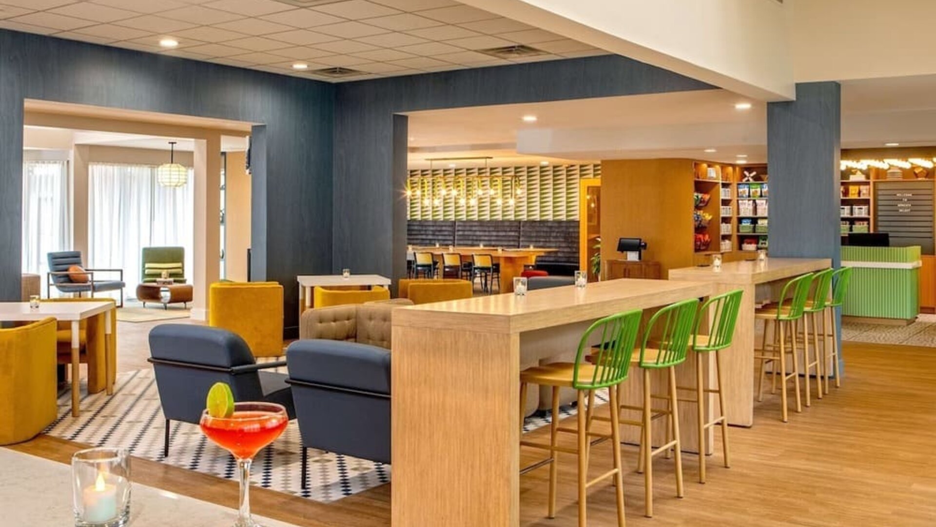 Bar and workspace at Sonesta Select Boston Foxborough Mansfield.