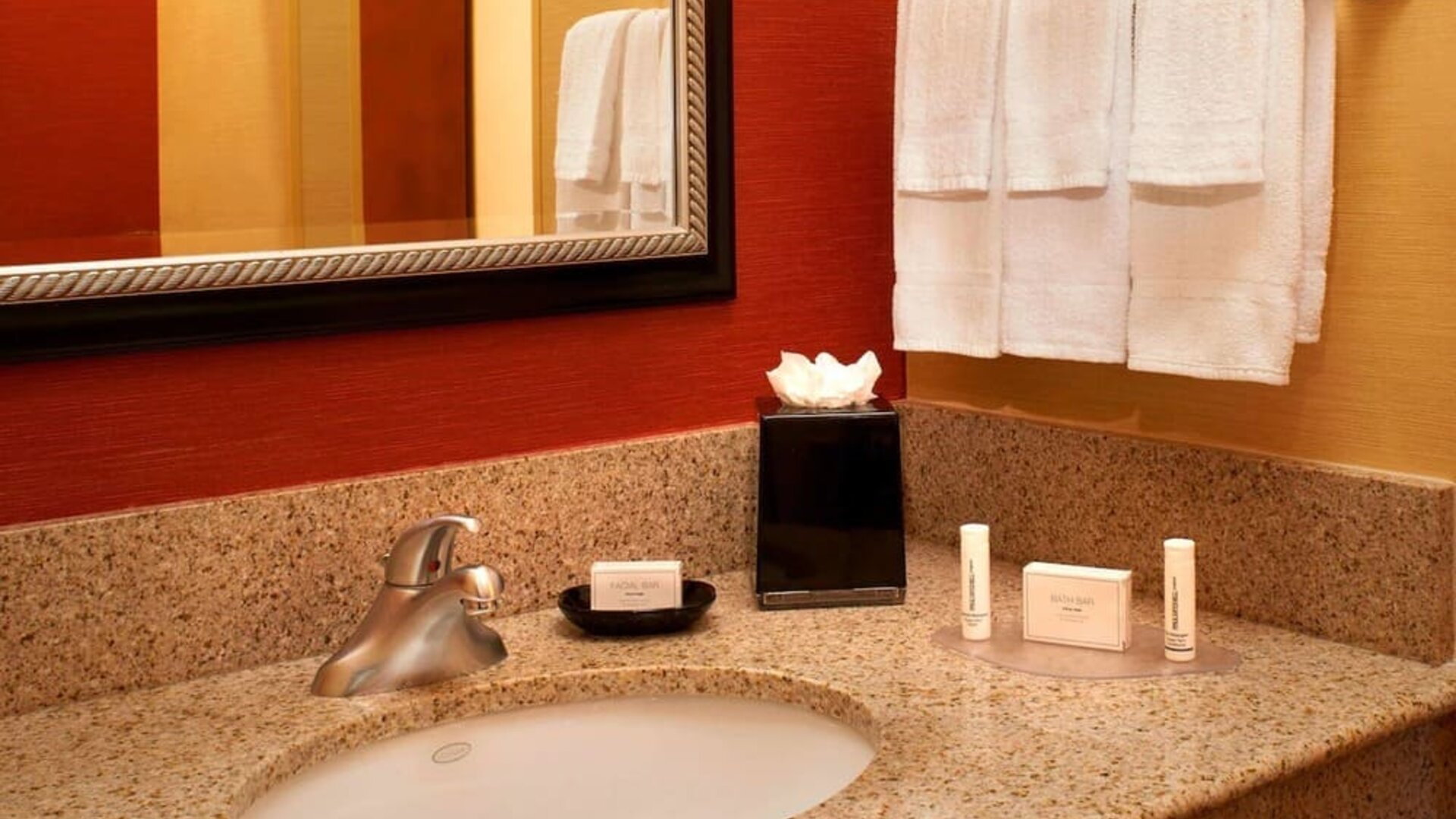 Guest bathroom at Sonesta Select Detroit Auburn Hills.