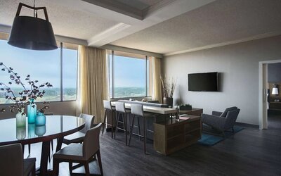 Spacious king suite at Sonesta Nashville Airport.