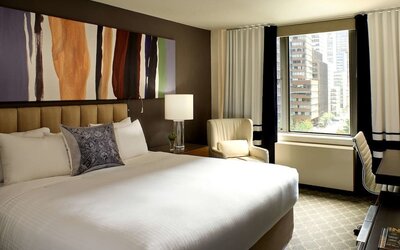 Romantic king room at The Fifty Sonesta Select New York.