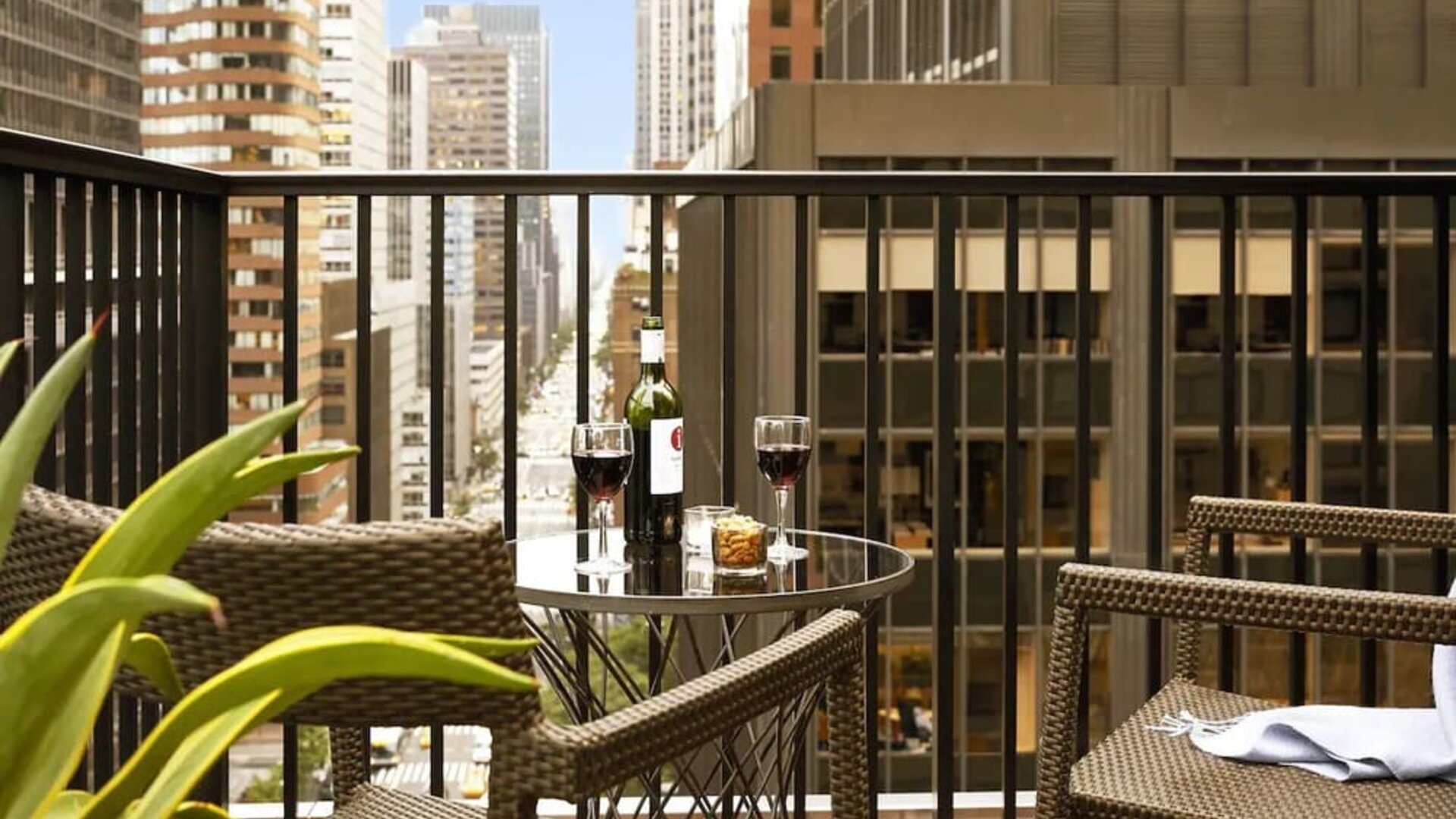 Hotel balcony at The Fifty Sonesta Select New York.