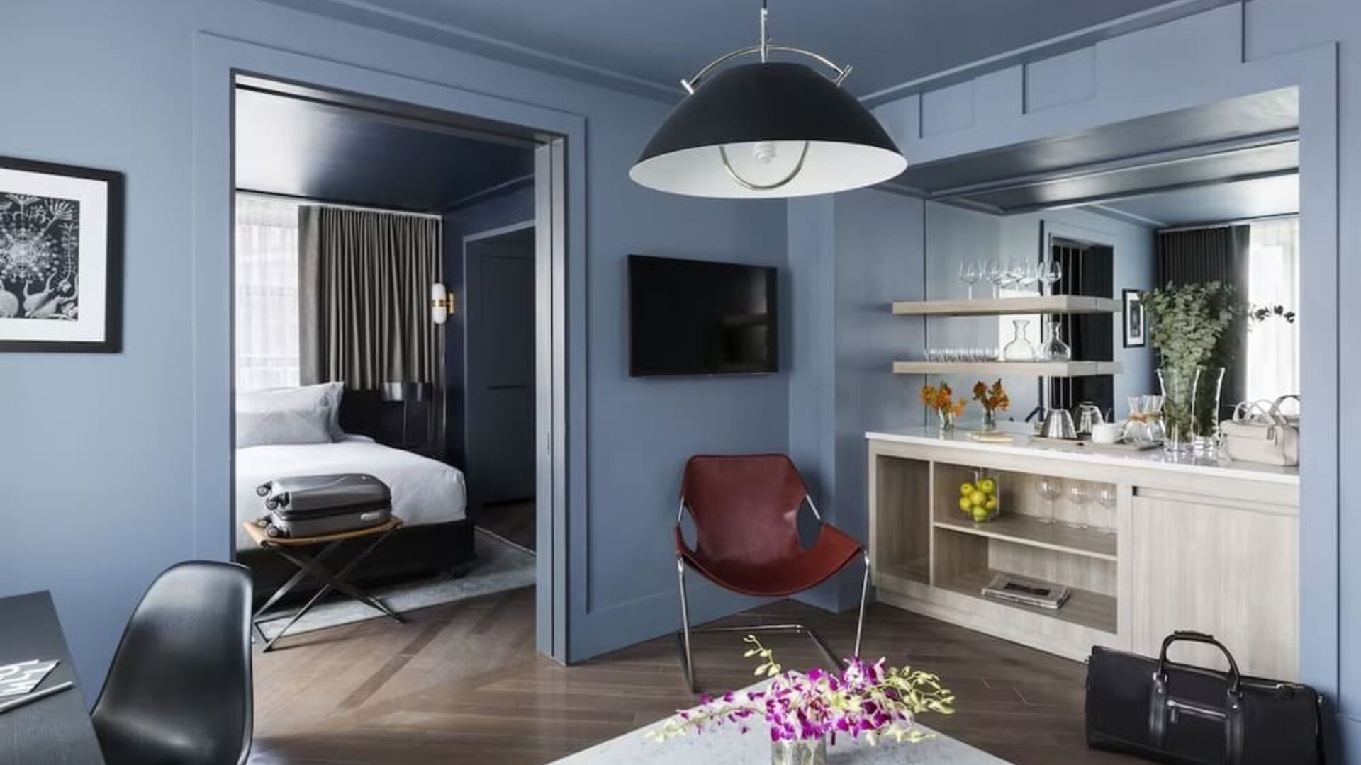 Spacious king suite at The Tillary Hotel.