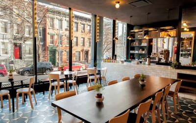 Dining and coworking space at The Tillary Hotel.