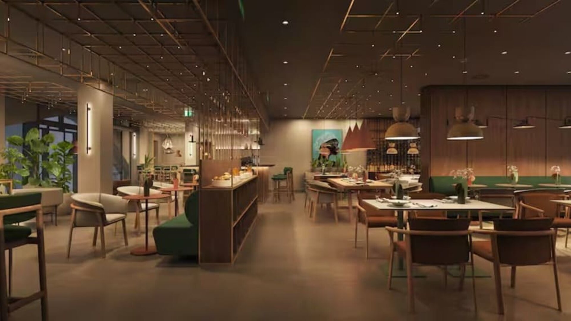 Dining area at Hilton Garden Inn Debrecen City Centre.