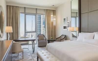 King room at Hilton Dubai Al Habtoor City.