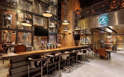 Cozy hotel bar at Hilton Dubai Al Habtoor City.