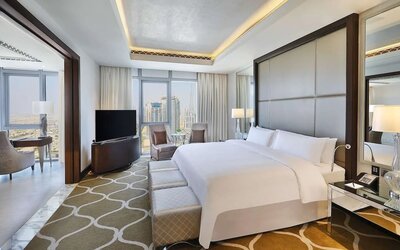Spacious king room at Hilton Dubai Al Habtoor City.