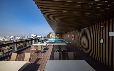 Rooftop terrace at Hilton Garden Inn Lima Miraflores.