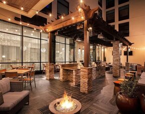 Coworking and lounge area at Homewood Suites By Hilton Louisville Downtown.