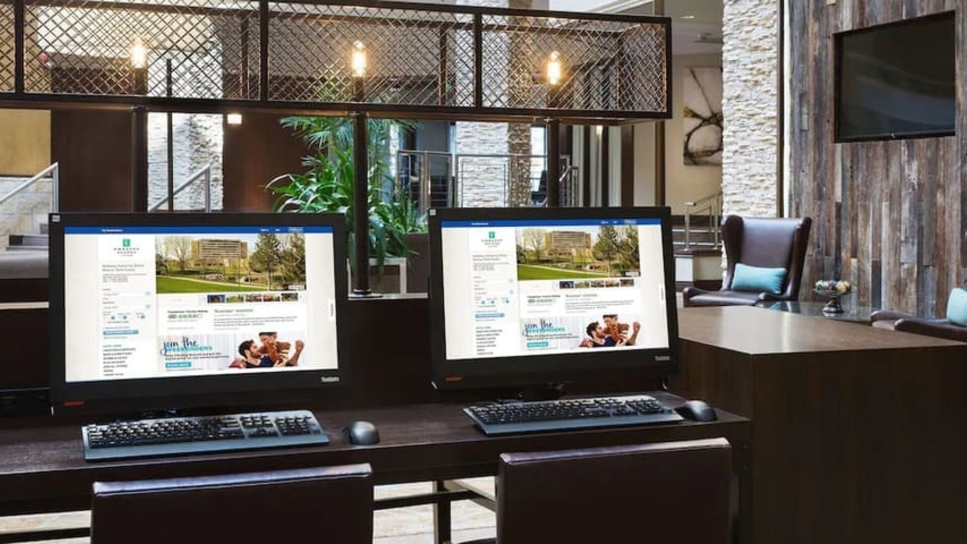 Business center at Embassy Suites By Hilton Denver Tech Center.