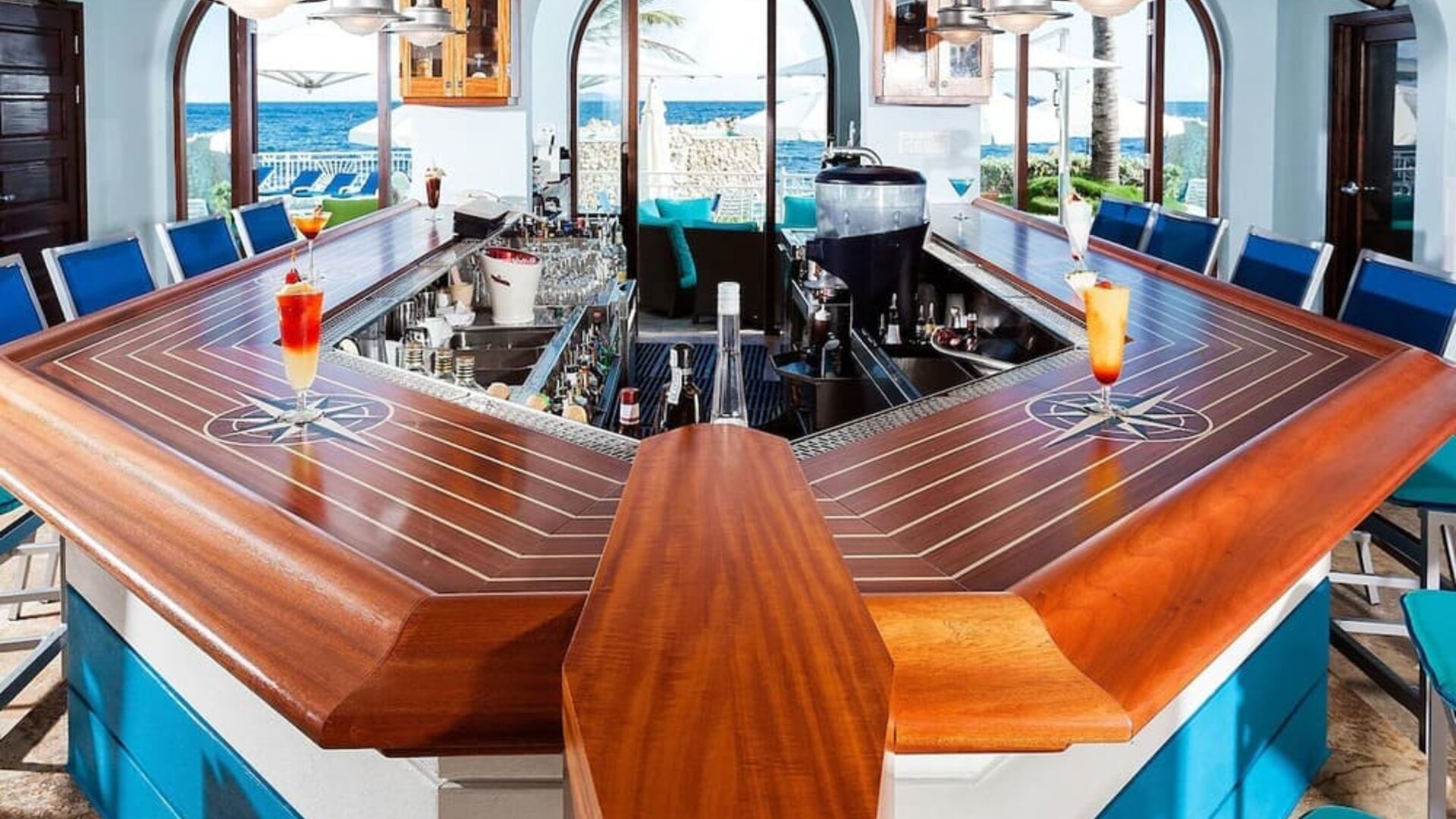 Hotel bar at Oyster Bay Beach Resort.