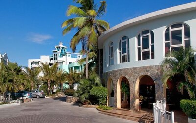 Hotel exterior and entrance at Oyster Bay Beach Resort.