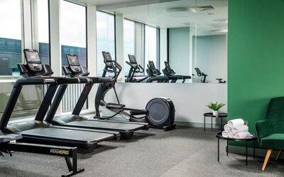 Fitness center at Holiday Inn Manchester Airport. 