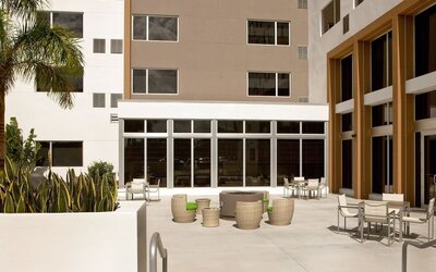 Outdoor terrace at Element Miami Doral.