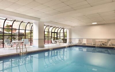 Indoor pool at Laguardia Plaza Hotel.