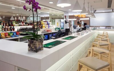 Hotel dining room at Hampton By Hilton London Gatwick Airport.