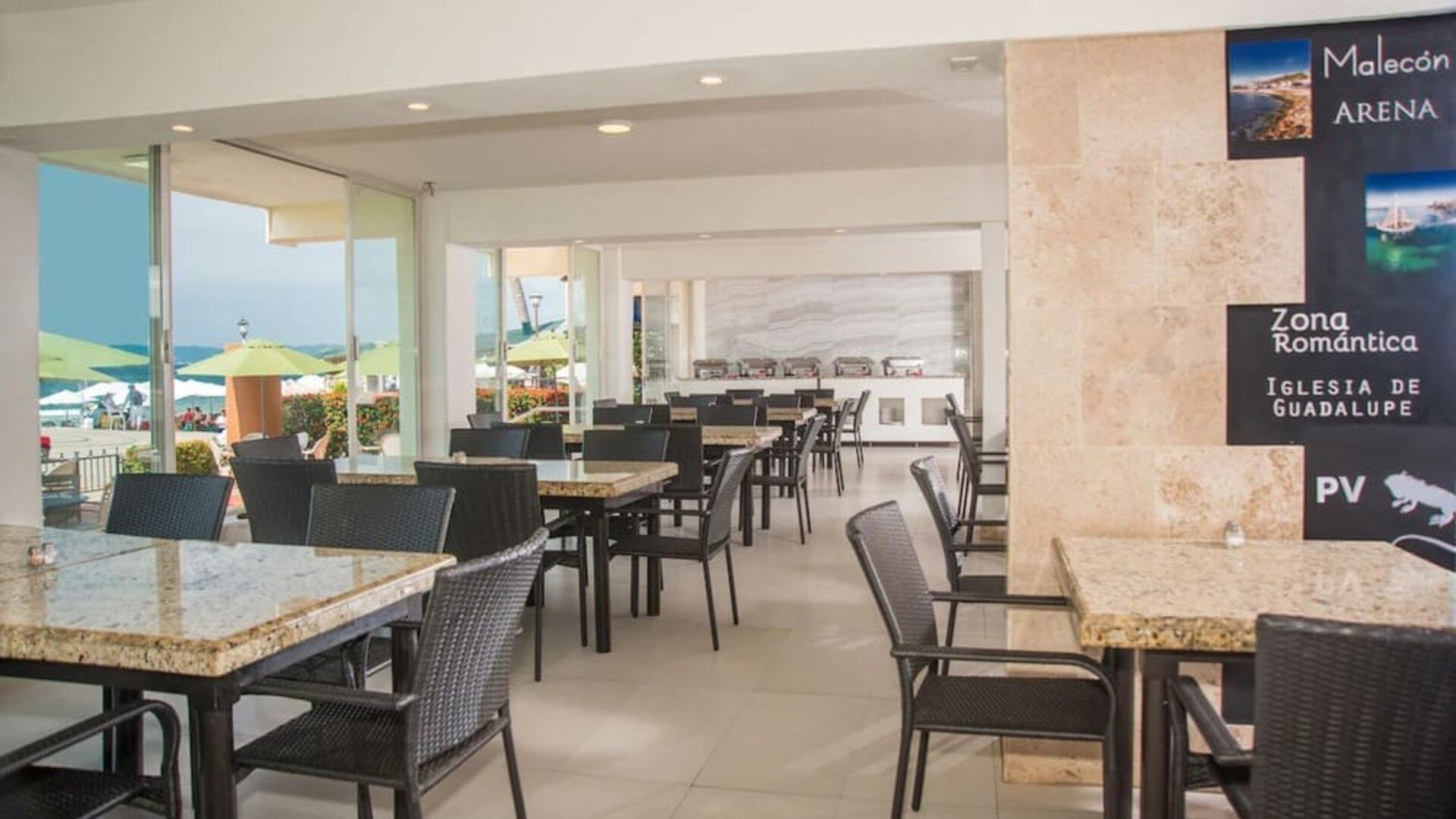 Dining room at Hotel Delfin PV Beach Resort.