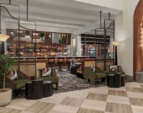 Lobby and lounge with bar area at Sofitel Philadelphia At Rittenhouse Square.