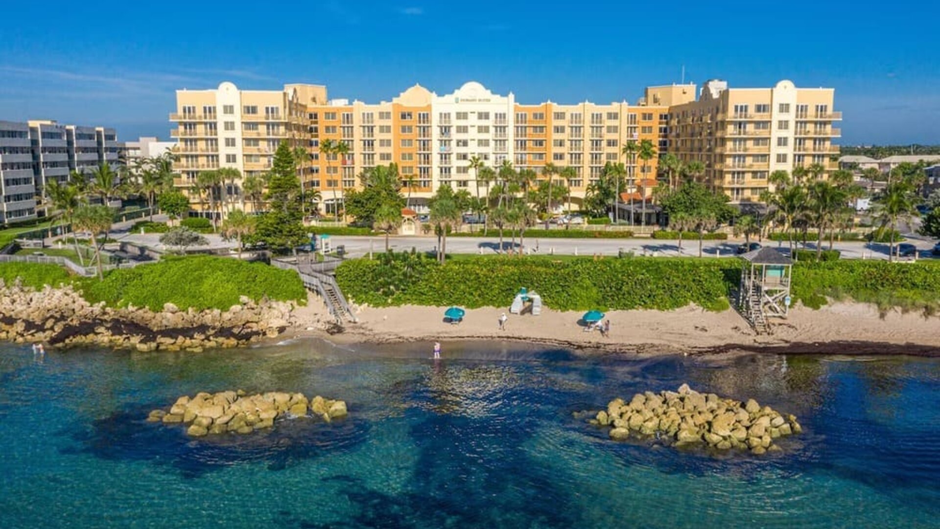 Hotel with ocean view at Embassy Suites By Hilton Deerfield Beach Resort & Spa.