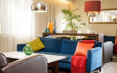 Coworking lounge at Prima Royale Hotel.