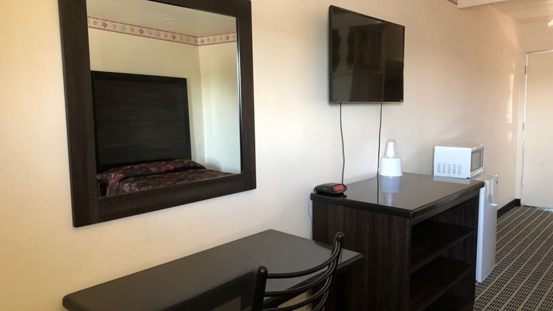 Work desk at Economy Inn, Fresno.