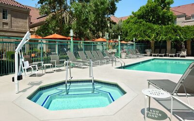 Outdoor pool area at Hyatt House Pleasanton.
