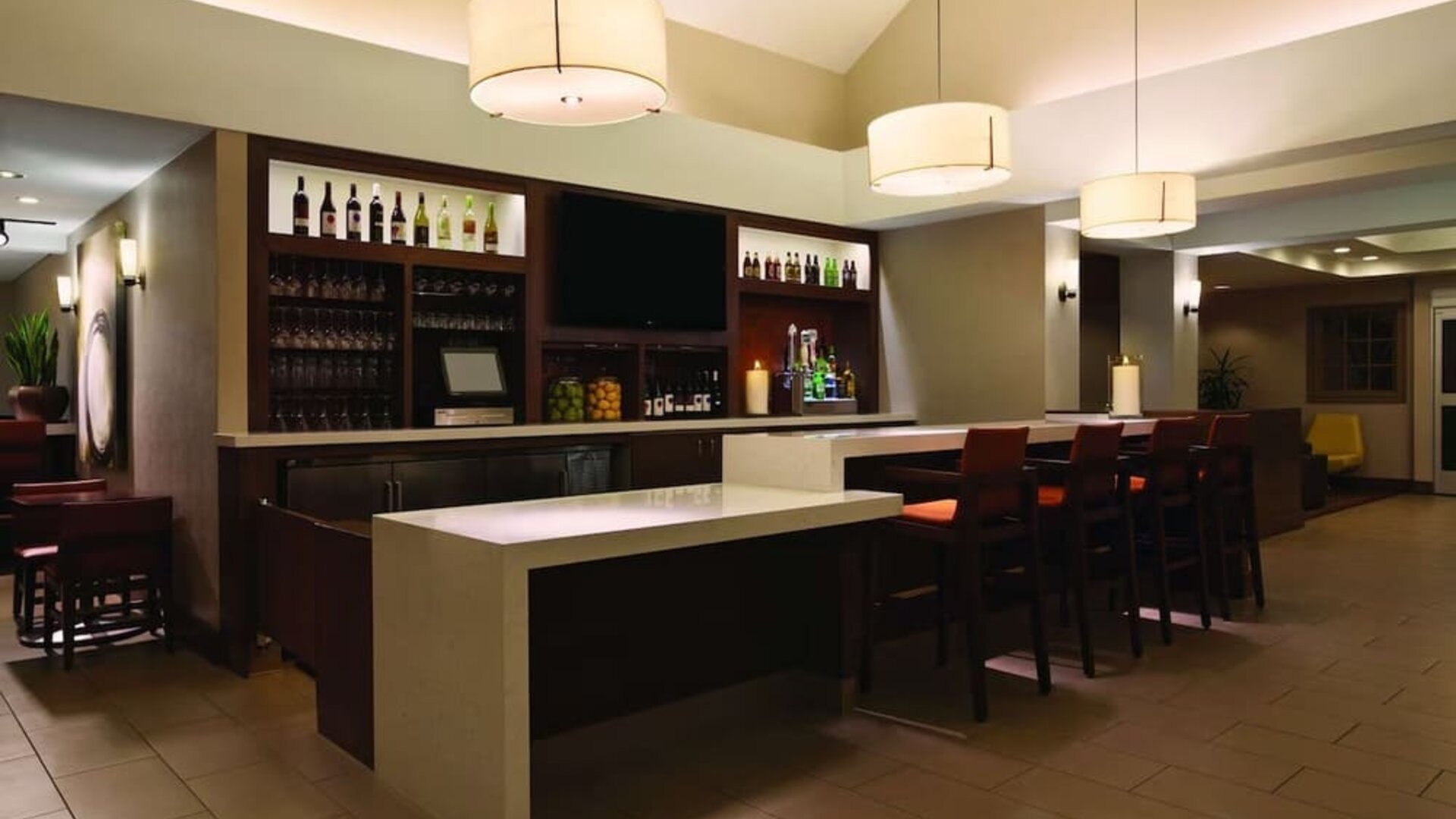 Hotel bar at Hyatt House Pleasanton.
